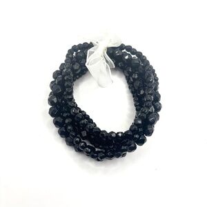 Elegant Black Multi Strand Glass Beaded Stretch Bracelet